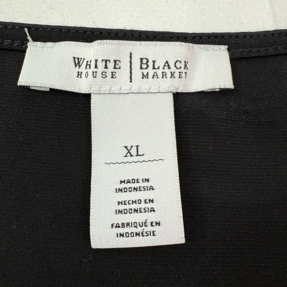 White House Black Market Black Short Sleeve Top Ruched Side Size XL - Picture 4 of 8